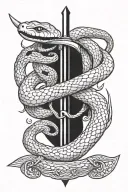 snake on a sword tattoo design idea