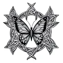 celtic strength sysmbol with tiny butterfly tattoo design idea