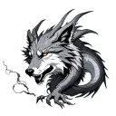 wolf dragon emerging tattoo design idea