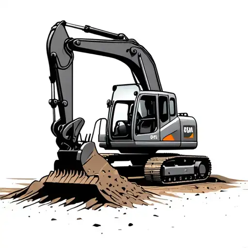 excavator digging tattoo design idea