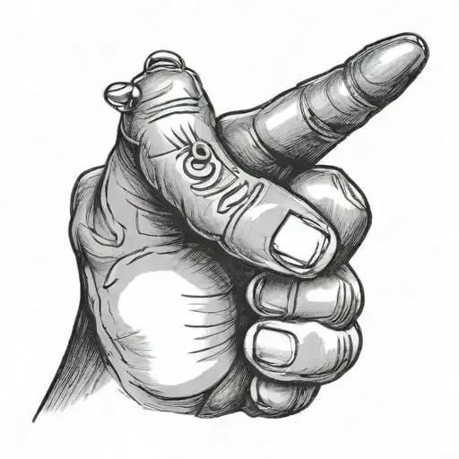 baby hand holding onto middle finger tattoo design idea
