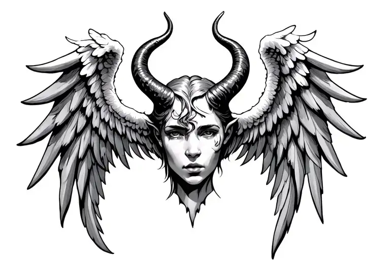 devil horn angel wings spread 5 seeds tattoo design idea