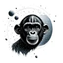 chimp face floating through space tattoo design idea