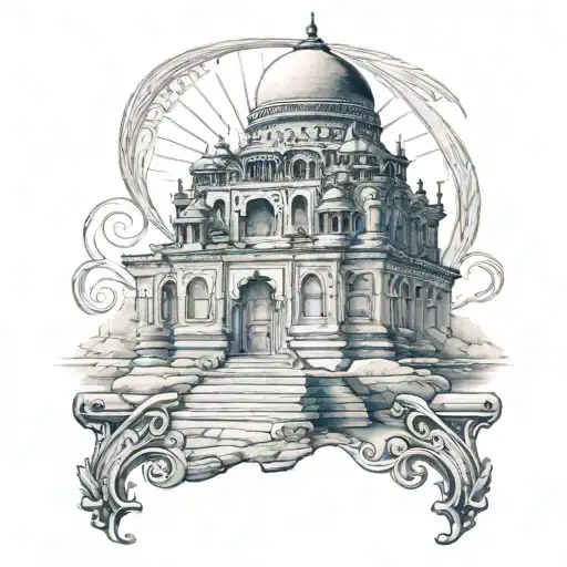 Petra lost city and Taj Mahal  tattoo design idea