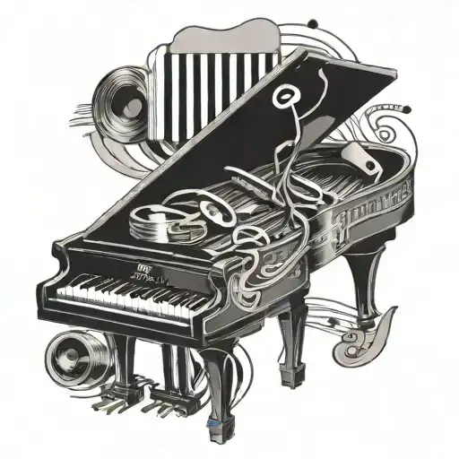 music piano keys saxophone cassette tape tattoo design idea