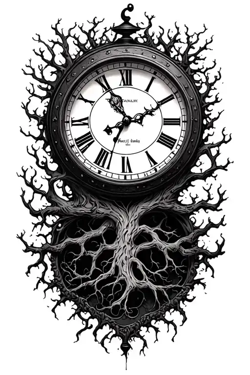 A poison tree surrounding a clock tattoo design idea