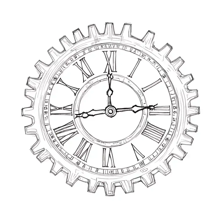 clock gears tattoo design idea