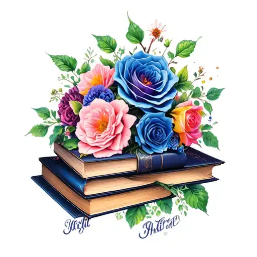 books with flowers, Jane Austen, a court of thorns and roses, fourth wing, Harry Potter.  tattoo design idea