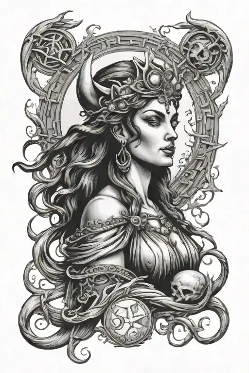 Hecate, ancient Thracian goddess of the crossroads, the moon, wilderness, childbirth, and sorcery. tattoo design idea