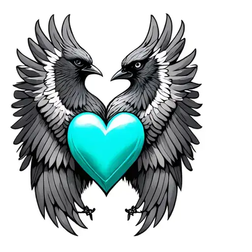 thunderbird with turquoise heart tattoo design idea