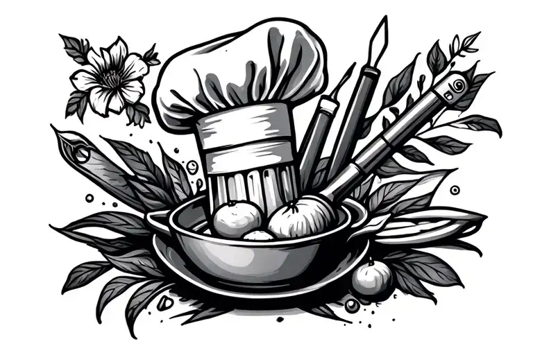 Chef tools boho tattoo design idea