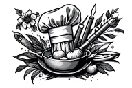 Chef tools boho tattoo design idea