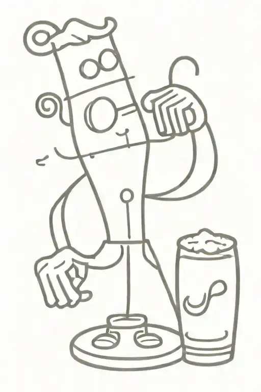 stick man with beer mug tattoo design idea