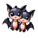 two cute female bats with big eyes that are best friends tattoo design idea