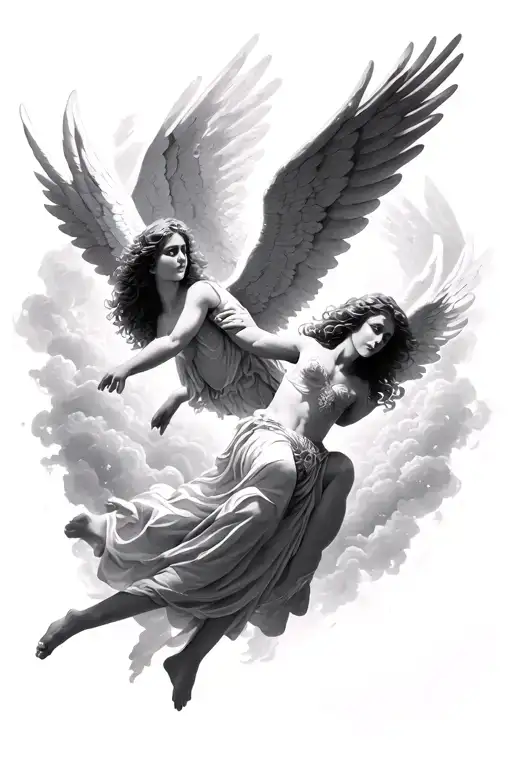 angels falling from heaven tattoo design idea