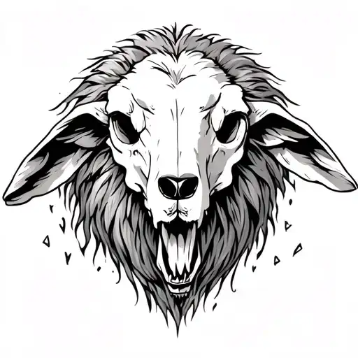lamb wearing wolf skull tattoo design idea