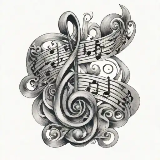 poem written in elegant calligraphy with music notes tattoo design idea