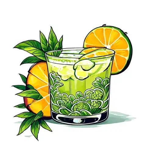 mango margarita glass tattoo design idea