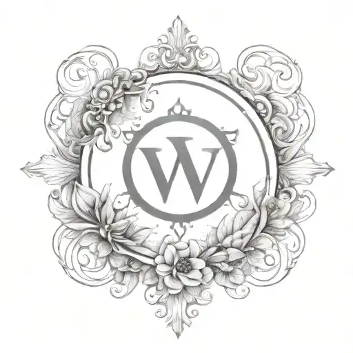 cancer and virgo symbols together with initials VH tattoo design idea