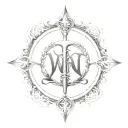 cancer and virgo symbols together with initials VH tattoo design idea