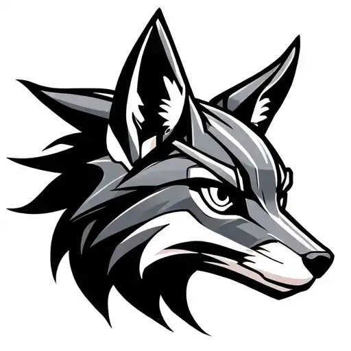 Mechanical fox head logo. Low detail, simple design. tattoo design idea