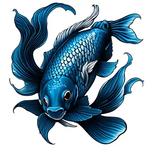 blue koi fish tattoo design idea