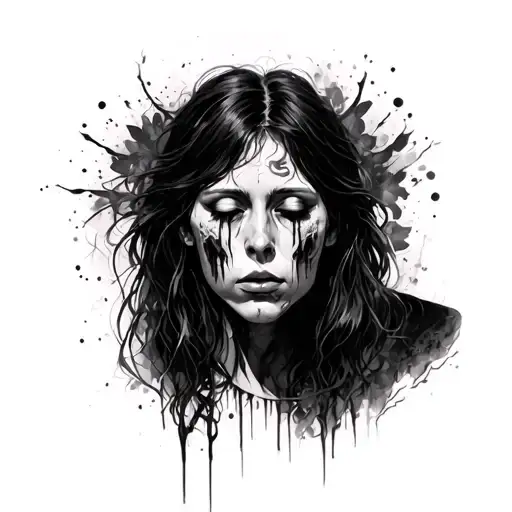 a face stored and exhausted by stress depression and guilt and which survives tattoo design idea