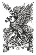 A falcon flying around the Croatian flag intertwined tattoo design idea