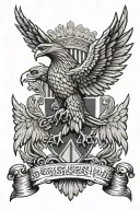 A falcon flying around the Croatian flag intertwined tattoo design idea