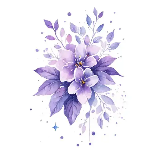 Lilac and sparkles tattoo design idea