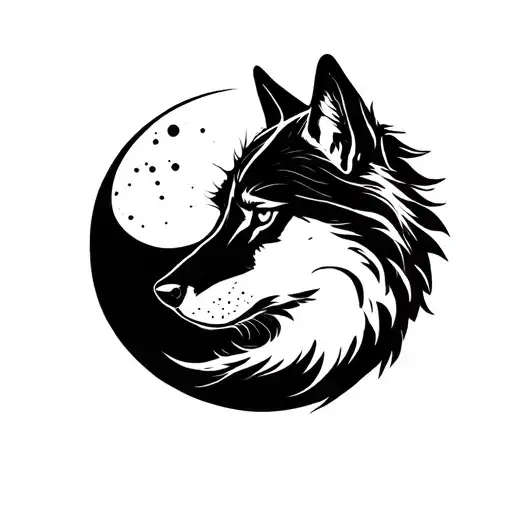 wolf and moon tattoo design idea