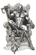Venom on throne holding a sword tattoo design idea