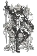Venom on throne holding a sword tattoo design idea