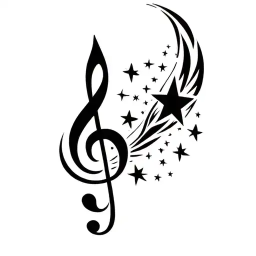 treble clef with stars tattoo design idea