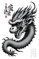 chinese dragon with monkey mask cyberpunk style tattoo tattoo design idea