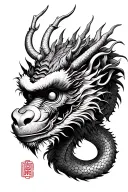 chinese dragon with monkey mask cyberpunk style tattoo tattoo design idea