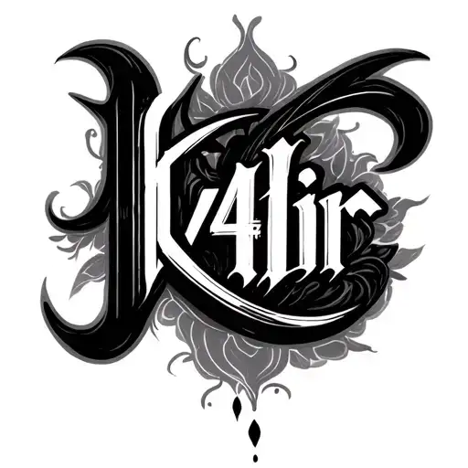 The calligraphy text is prepared as K4dir tattoo design idea