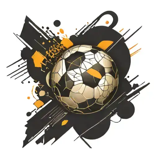 soccer ball with abstract fields around it tattoo design idea