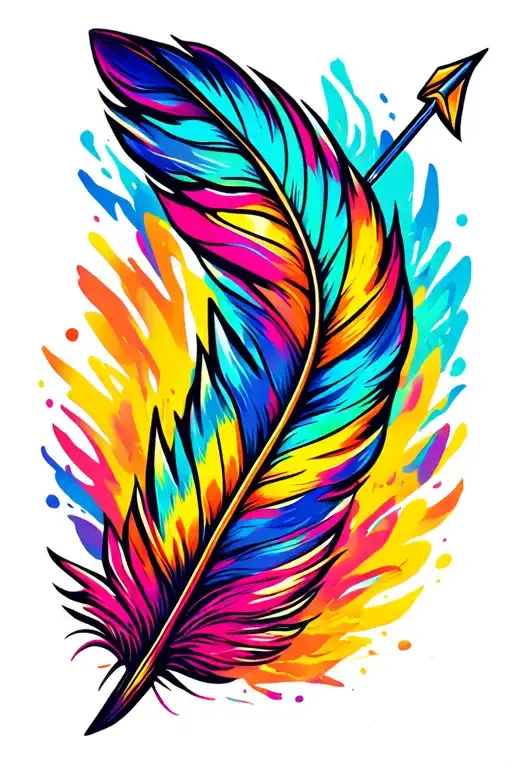 feather arrow tattoo design idea