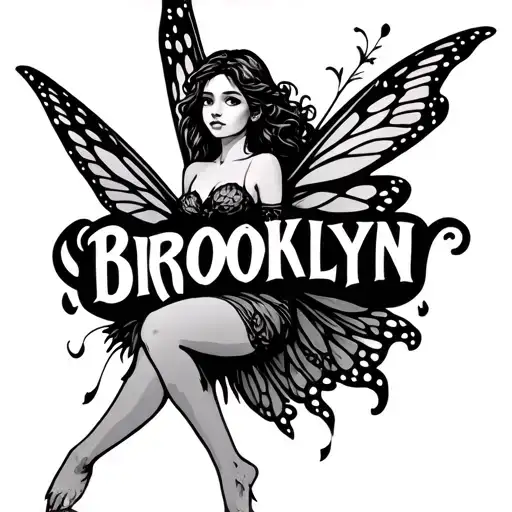 "Brooklyn " "Brooklyn " fairy flying tattoo design idea
