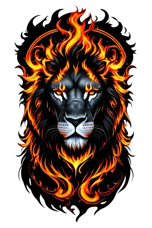 Fire Lion kelt tree circle design tattoo design idea