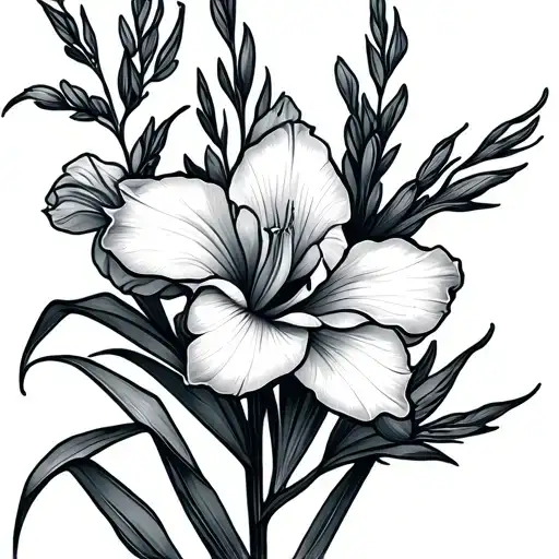 Fine Line Gladiolus tattoo design idea