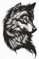 Wolf tattoo, side profile with a slightly evil look and with not so many details tattoo design idea