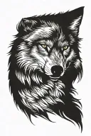 Wolf tattoo, side profile with a slightly evil look and with not so many details tattoo design idea