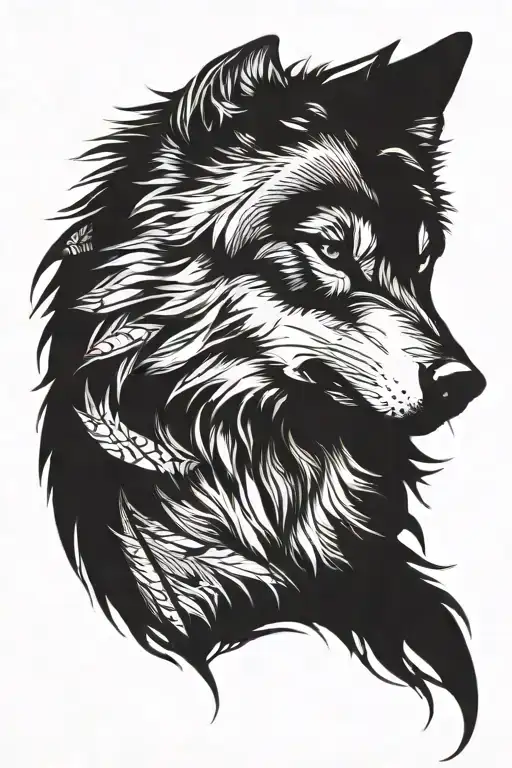 Wolf tattoo, side profile with a slightly evil look and with not so many details tattoo design idea