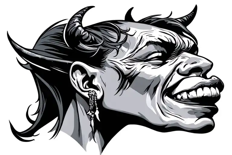 Devil Whispering In Ear tattoo design idea