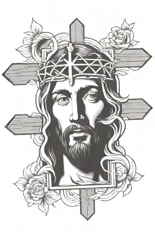 jesus face insde a cross tattoo design idea