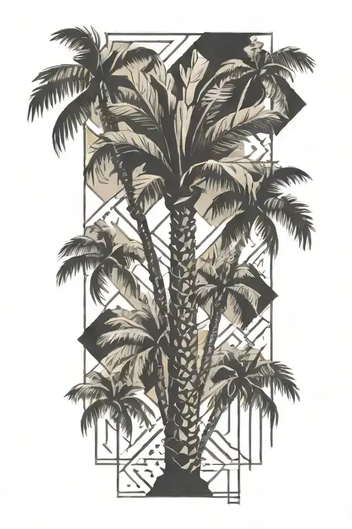 palm tree, rectangular tattoo design idea