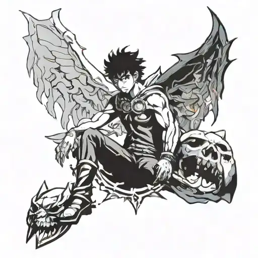 Berserk anime character and devilman crybaby tattoo design idea