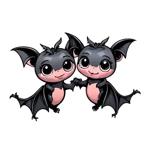two cute female bats that are best friends tattoo design idea